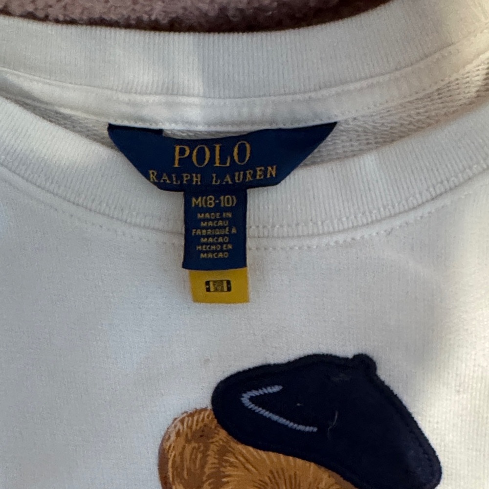 Ralph Lauren Kids Cream Sweatshirt with Multicolor Polo Bear Graphic - Picture 2 of 2